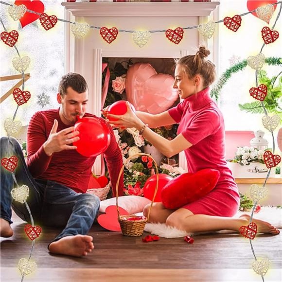 Valentine's Day String Lights, 10 FT 20 LED Heart Shape String Light - Picture 3 of 14